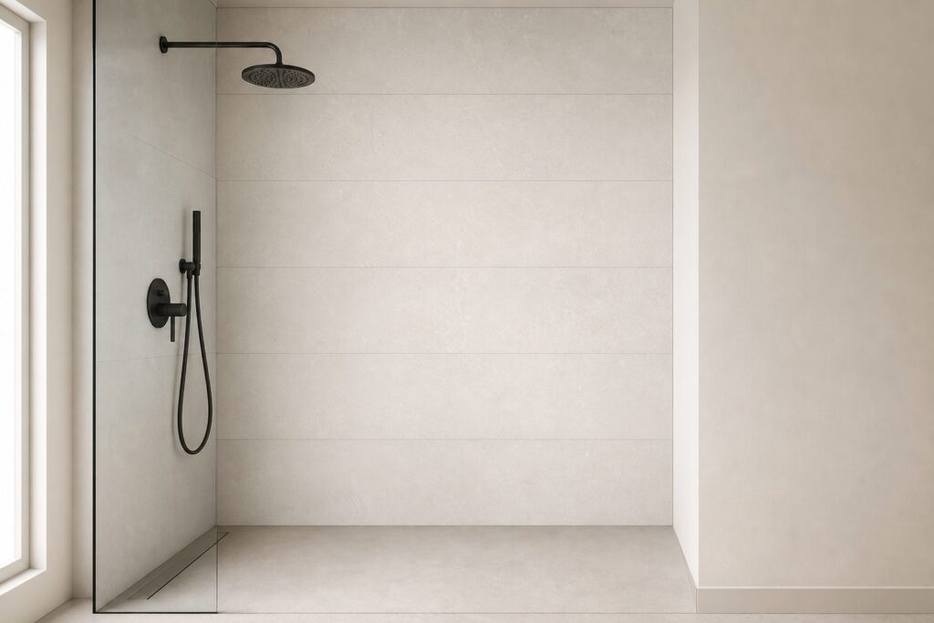 Carrelage grand format White NORWICH 40x120 - ambiance douche italienne