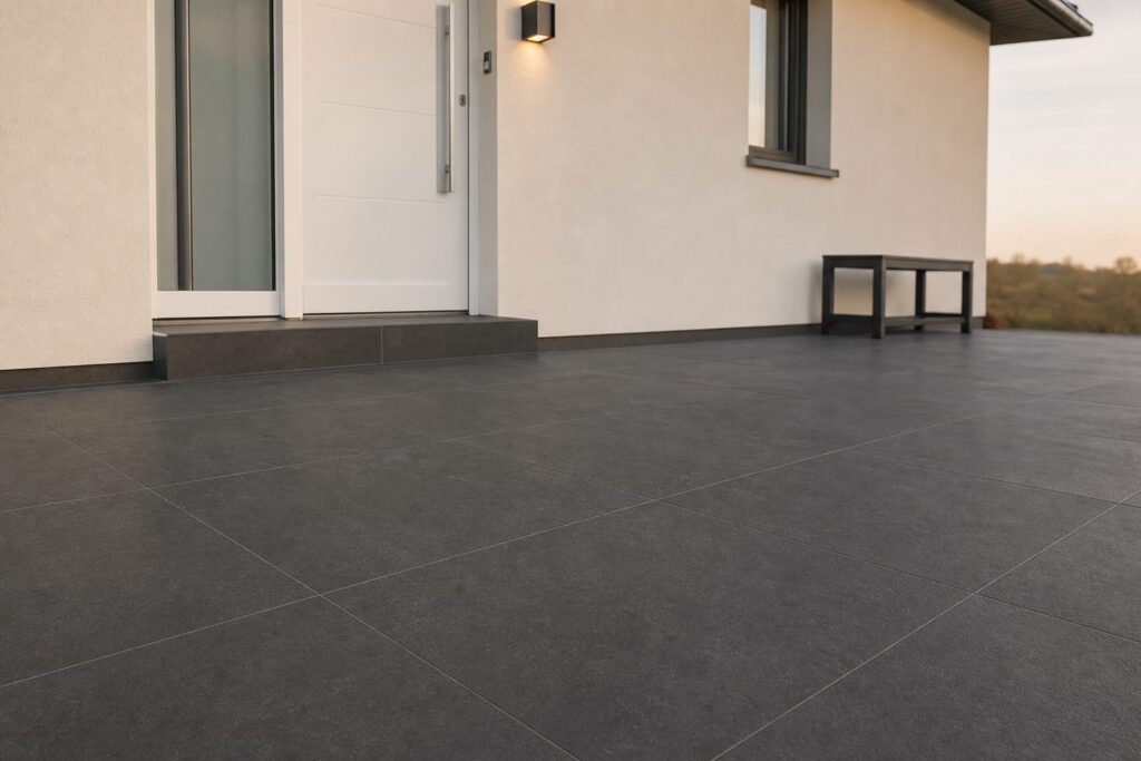 Carrelage imitation beton Anthracite MIDTOWN 20mm 60x60 - ambiance entrée