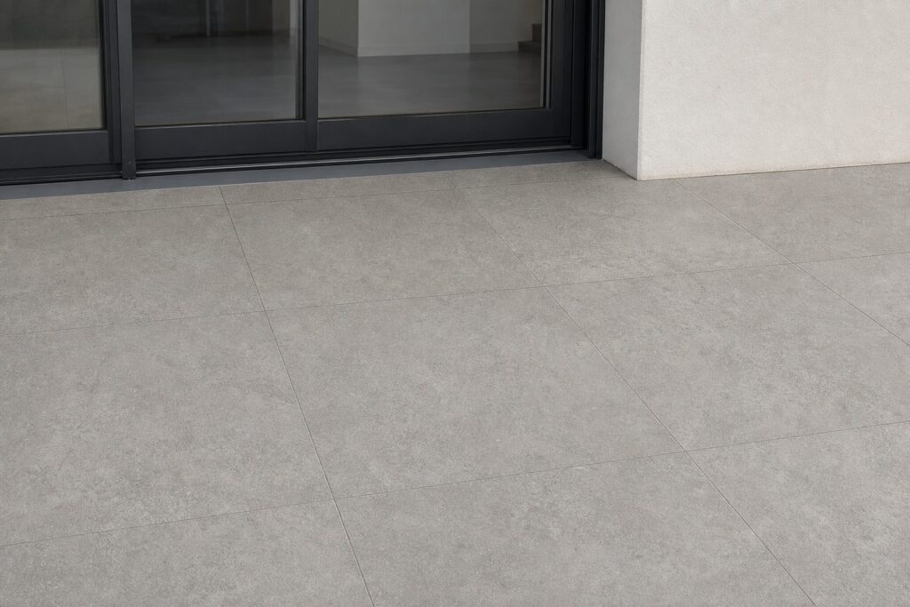 Carrelage imitation béton Pearl NEXUS 60x60 20mm - ambiance terrasse