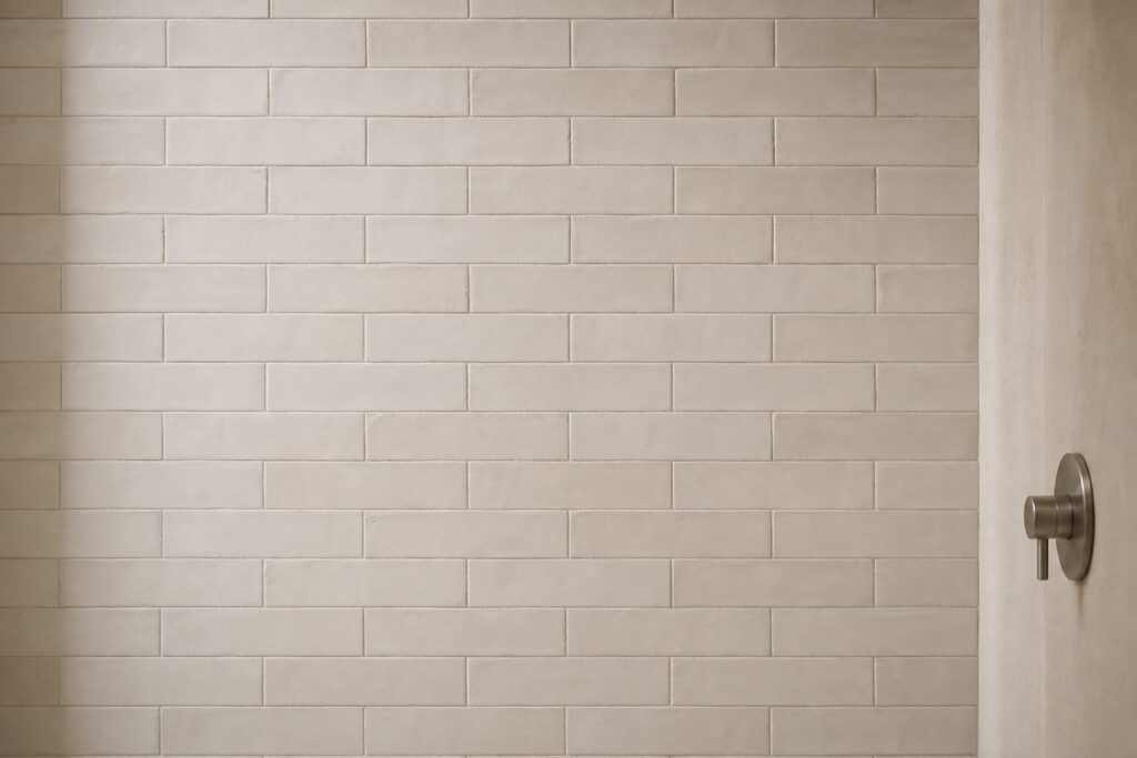 Carrelage métro Ivory COLONIAL Mat 7,5x30 - ambiance douche
