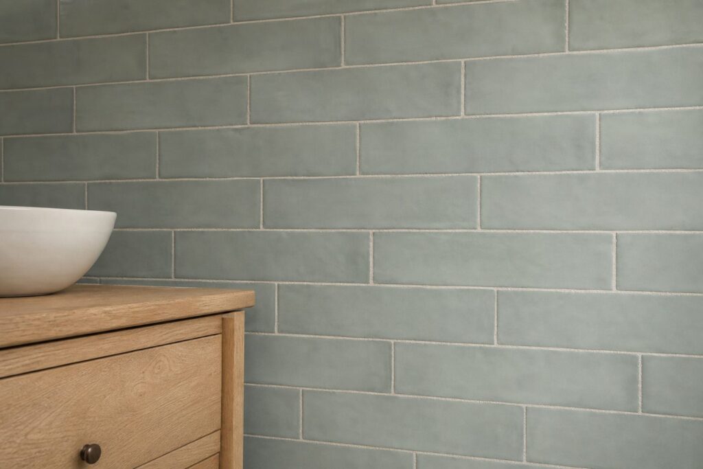 Carrelage métro Jade COLONIAL Mat 7,5x30 - ambiance salle de bain