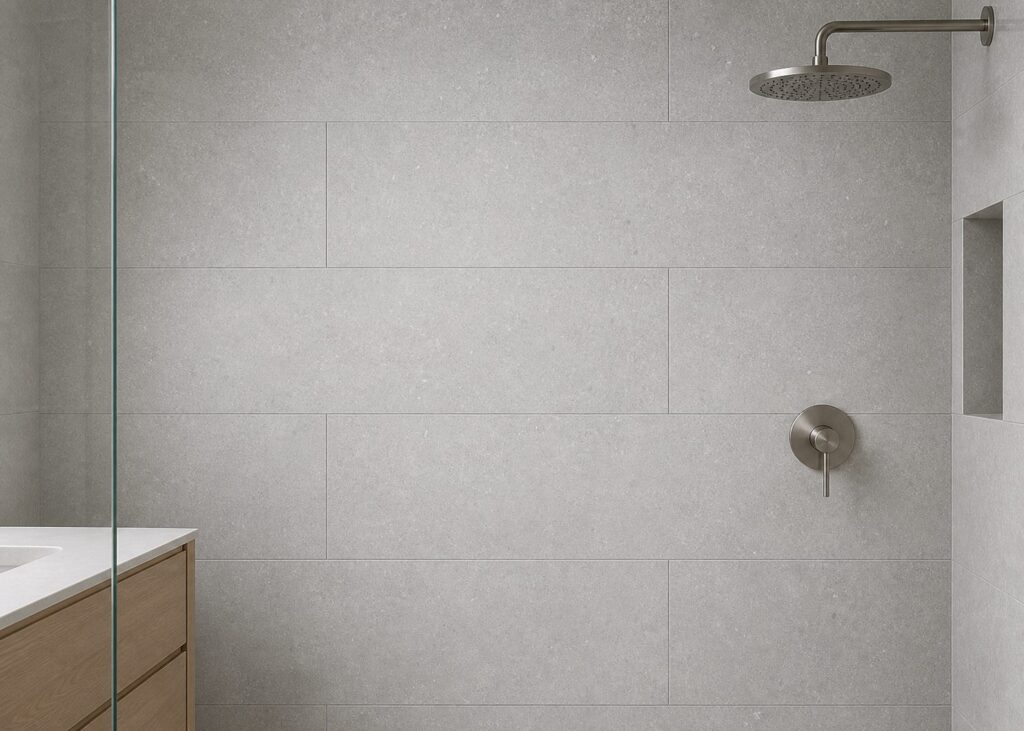 Carrelage imitation béton Pearl ACRON 30x60 - ambiance douche