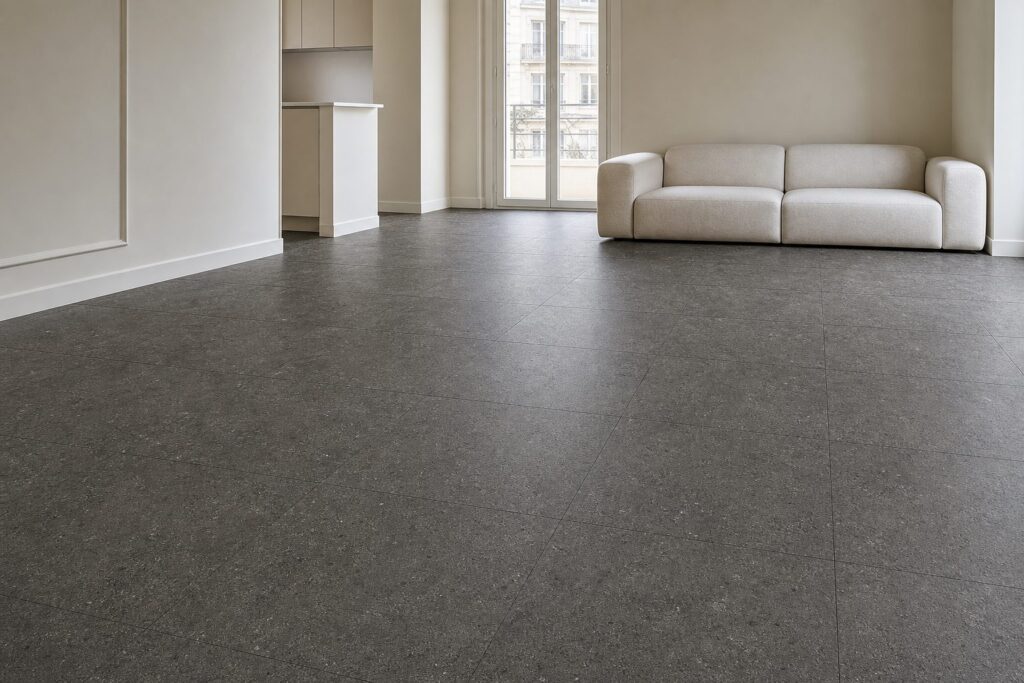 Carrelage imitation béton Anthracita NEXUS 60x60 - ambiance salon