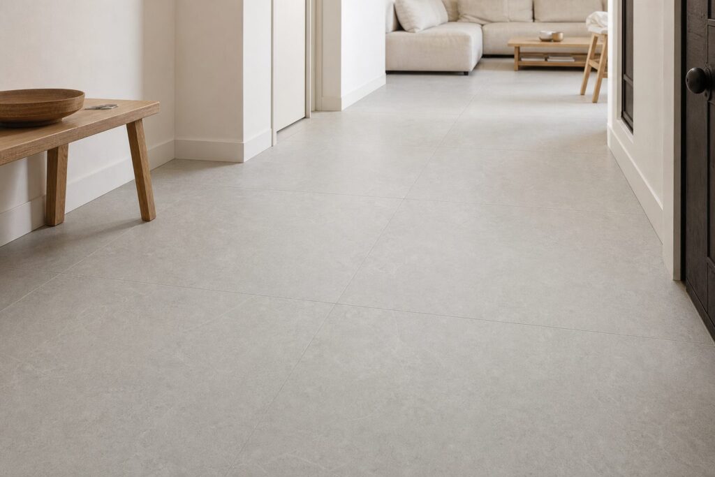 Carrelage imitation béton Pearl NORWICH 90x90 - ambiance entrée