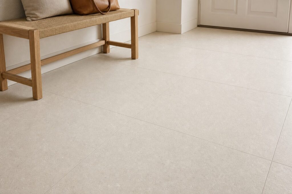 Carrelage imitation béton Ivory ACRON 60x60 - ambiance entrée