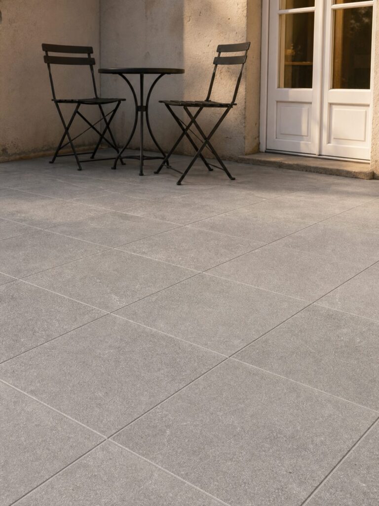 Carrelage extérieur Grey CASERNA 60x60 - ambiance terrasse