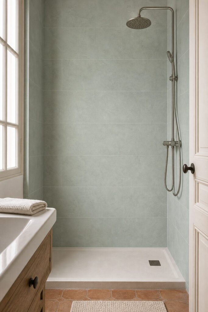 Tomettes & terre cuite Sage ALURE 30x75 - ambiance douche