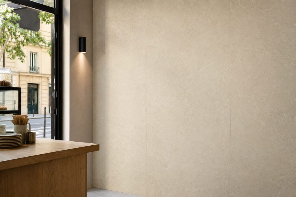 Carrelage grand format Sand NORWICH 120x280 - ambiance commerce