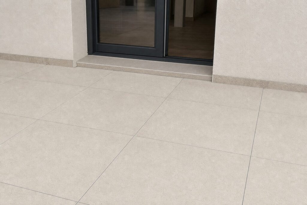 Carrelage imitation beton Sand BORNEO 20mm 60x60 - ambiance terrasse