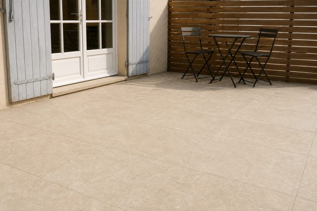 Carrelage grand format Beige TREVIA 60x120 - ambiance terrasse