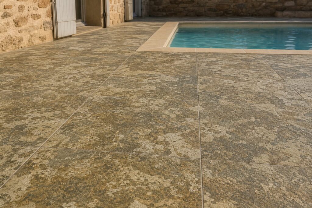 Carrelage uni Green SINAI 20mm 60x60 - ambiance piscine