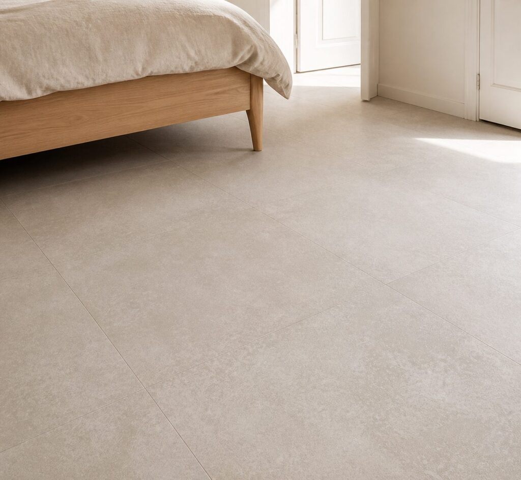Carrelage imitation béton Cream NEUTRA 60x60 - ambiance chambre