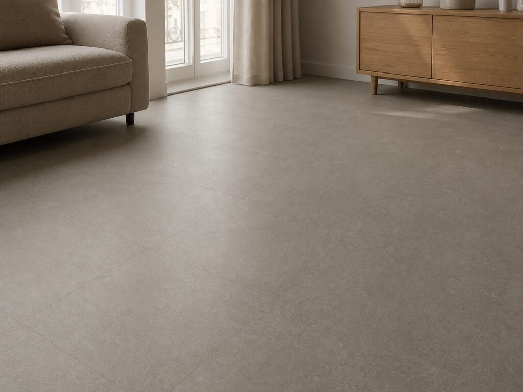 Carrelage imitation béton Taupe NEUTRA 60x60 - ambiance salon