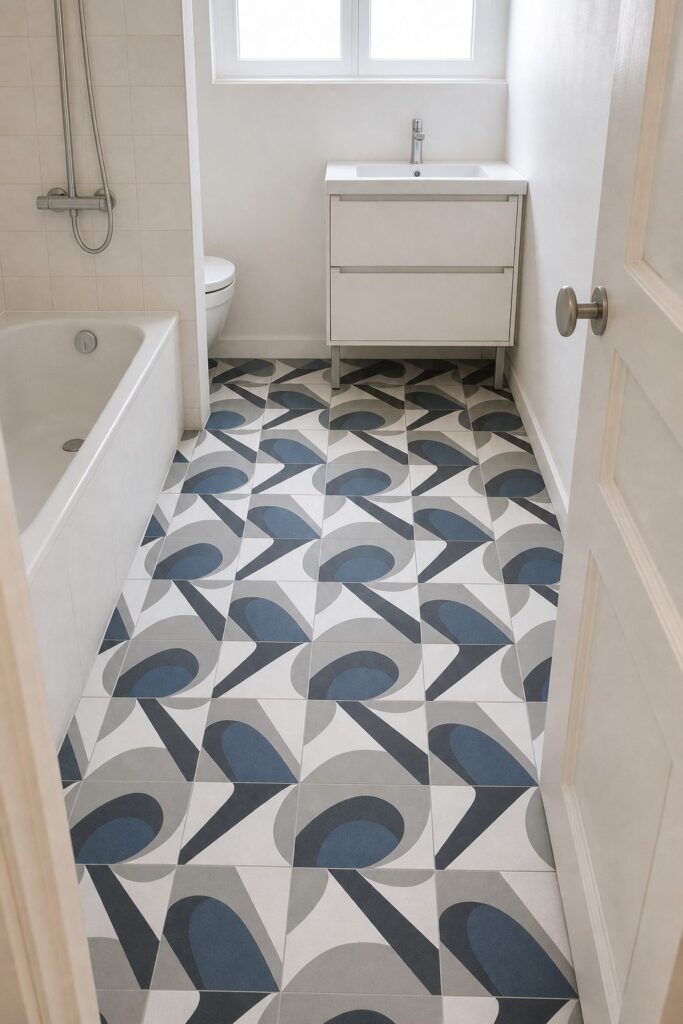 Carreaux de ciment Ona Cold HIDRA 20x20 - ambiance salle de bain
