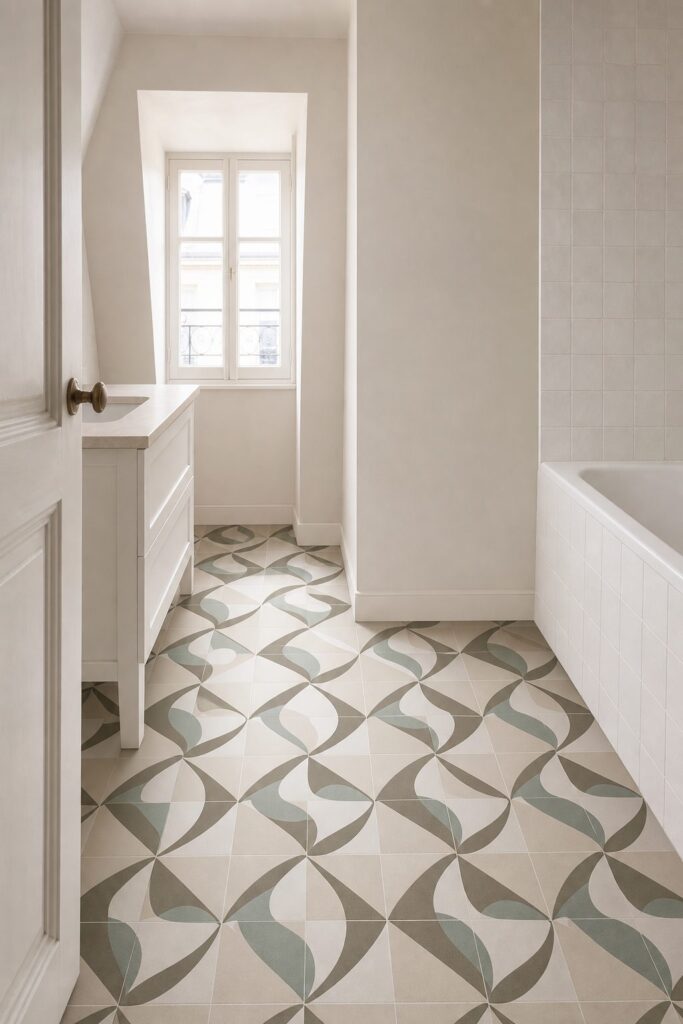 Carreaux de ciment Ona Warm HIDRA 20x20 - ambiance salle de bain