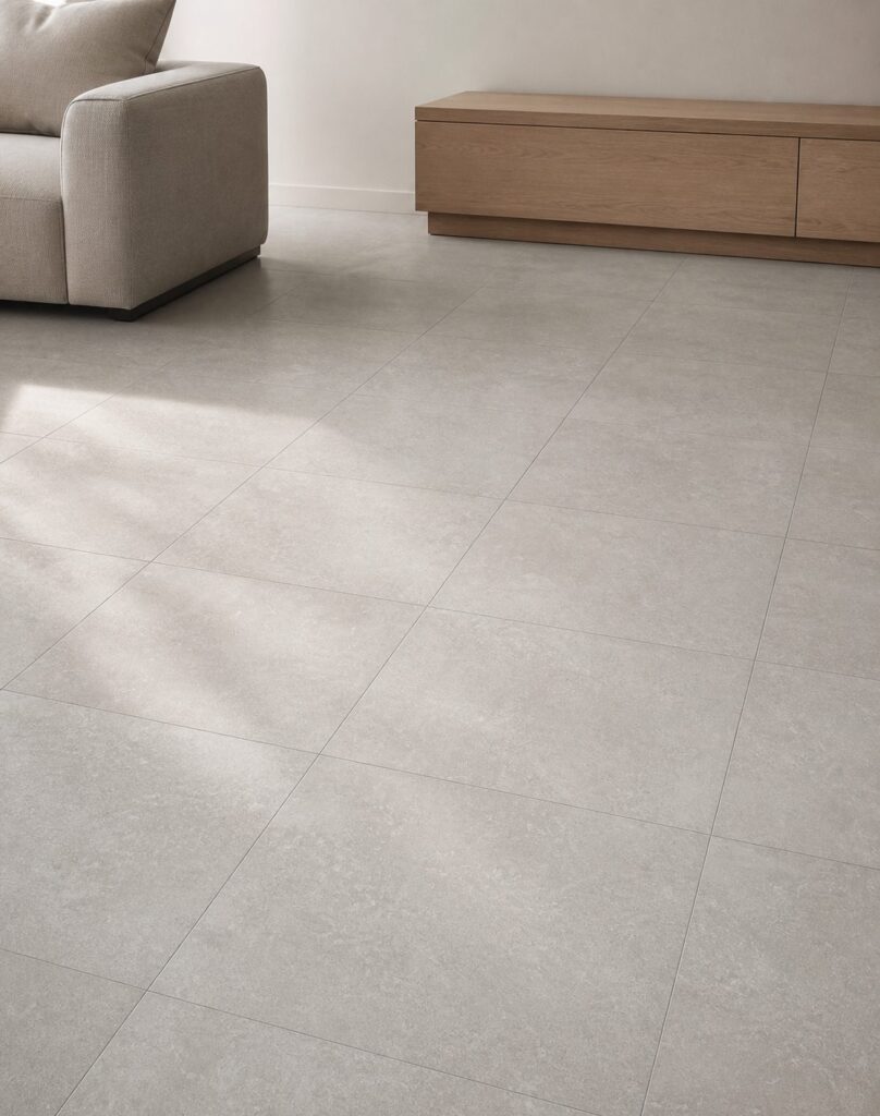Carrelage imitation béton Pearl MIDTOWN 60x60 - ambiance salon