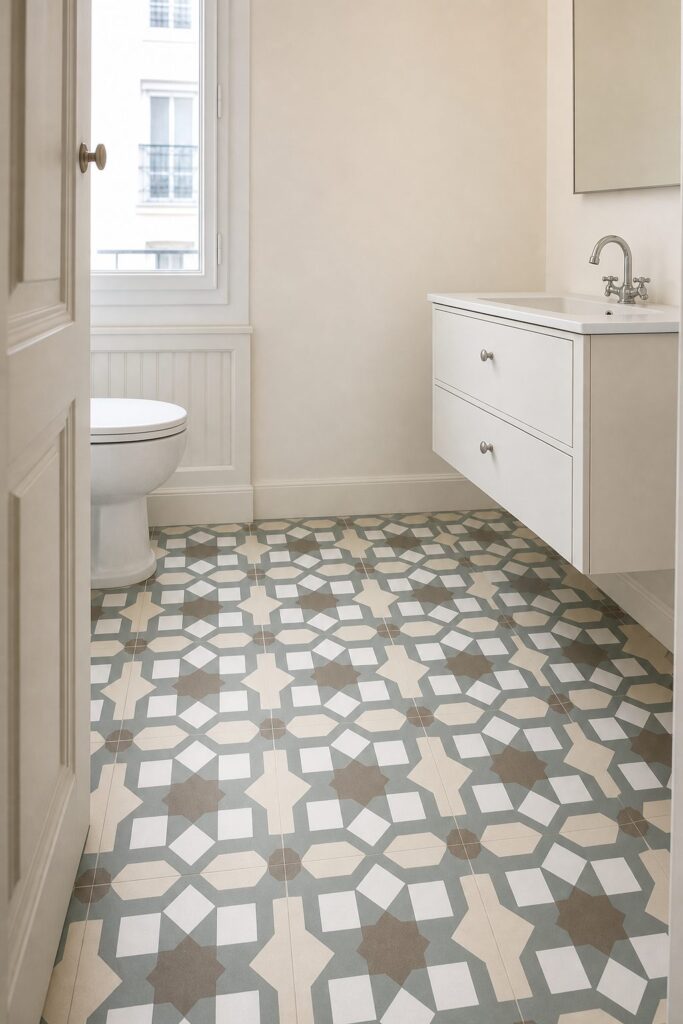 Carreaux de ciment Capri Warm HIDRA 20x20 - ambiance salle de bain