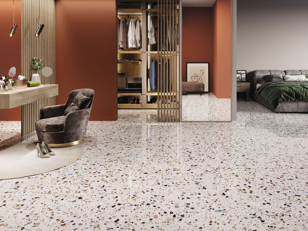 Mosaïque terrazzo Grey GEMSTONE 30x30 en situation