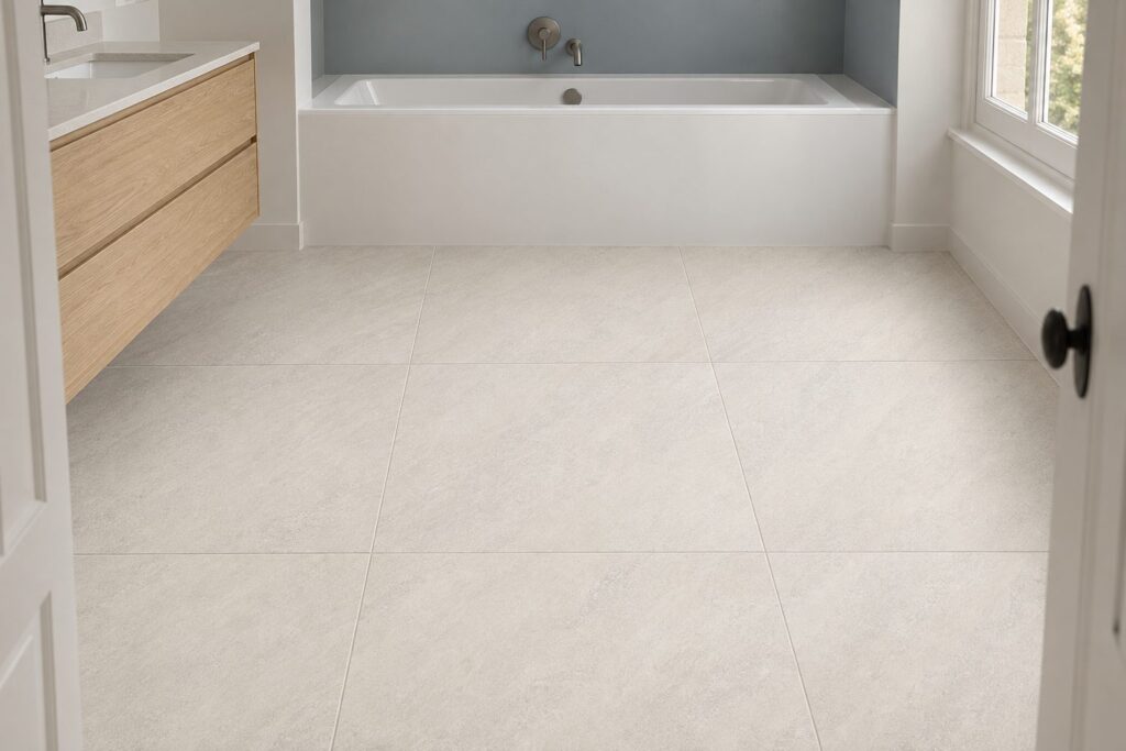 Carrelage imitation pierre Sand KLIFF 90×90 - ambiance salle de bain