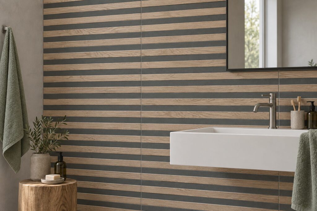 Faïence murale Oak JAREL 30×90 - ambiance salle de bain